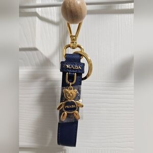 Prada Navy and Gold Bear Keychain